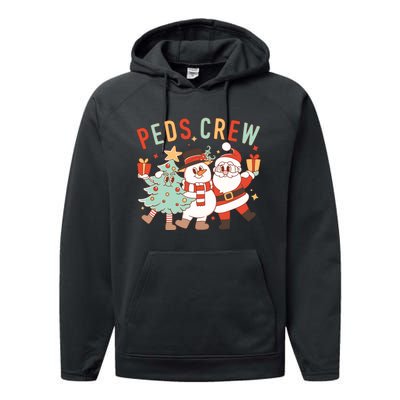 Retro Peds Crew Christmas Pediatric Nurse Nursing Group Performance Fleece Hoodie