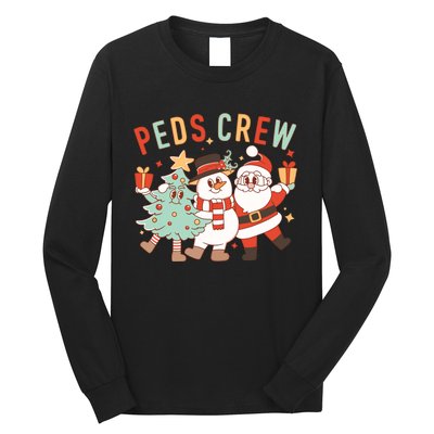 Retro Peds Crew Christmas Pediatric Nurse Nursing Group Long Sleeve Shirt