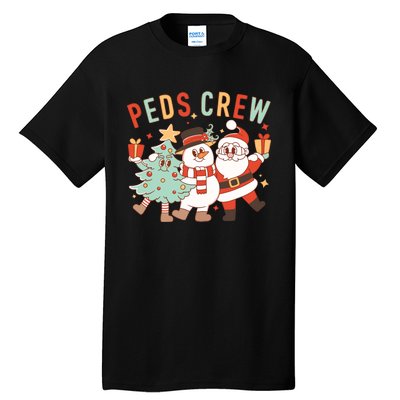 Retro Peds Crew Christmas Pediatric Nurse Nursing Group Tall T-Shirt