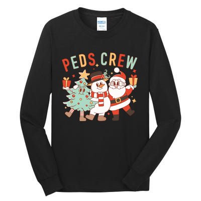 Retro Peds Crew Christmas Pediatric Nurse Nursing Group Tall Long Sleeve T-Shirt