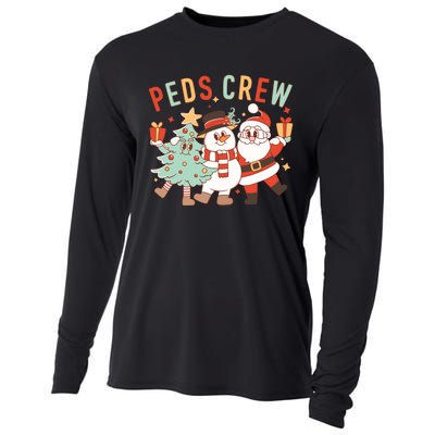 Retro Peds Crew Christmas Pediatric Nurse Nursing Group Cooling Performance Long Sleeve Crew