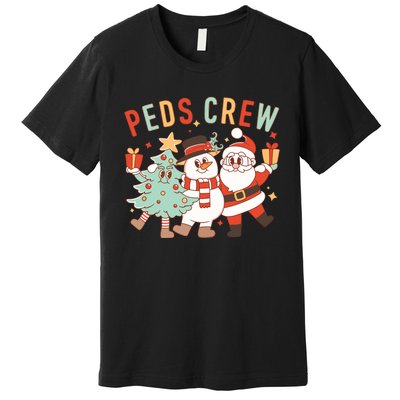 Retro Peds Crew Christmas Pediatric Nurse Nursing Group Premium T-Shirt