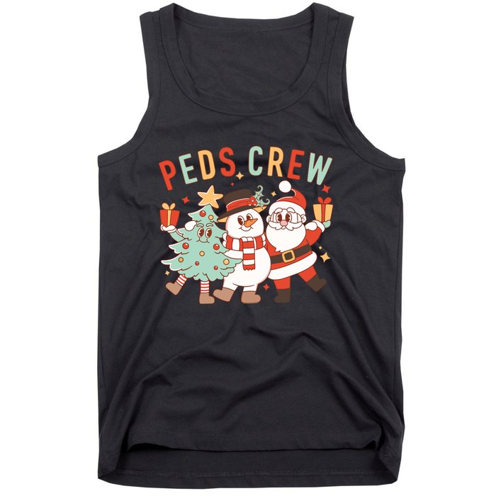 Retro Peds Crew Christmas Pediatric Nurse Nursing Group Tank Top