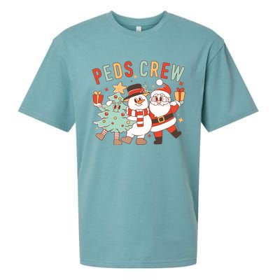 Retro Peds Crew Christmas Pediatric Nurse Nursing Group Sueded Cloud Jersey T-Shirt