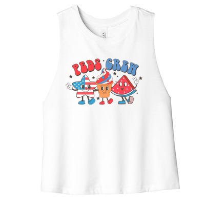 Retro Peds Crew 4th Of July Peds Pediatric Nurse Wo Women's Racerback Cropped Tank