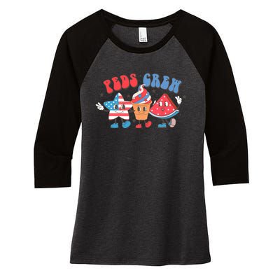 Retro Peds Crew 4th Of July Peds Pediatric Nurse Wo Women's Tri-Blend 3/4-Sleeve Raglan Shirt