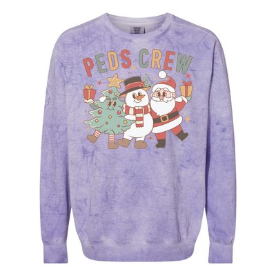 Retro Peds Crew Christmas Pediatric Nurse Nursing Group Gift Colorblast Crewneck Sweatshirt