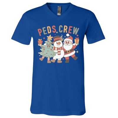 Retro Peds Crew Christmas Pediatric Nurse Nursing Group Gift V-Neck T-Shirt