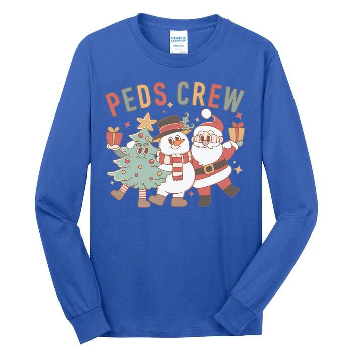 Retro Peds Crew Christmas Pediatric Nurse Nursing Group Gift Tall Long Sleeve T-Shirt