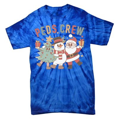 Retro Peds Crew Christmas Pediatric Nurse Nursing Group Gift Tie-Dye T-Shirt