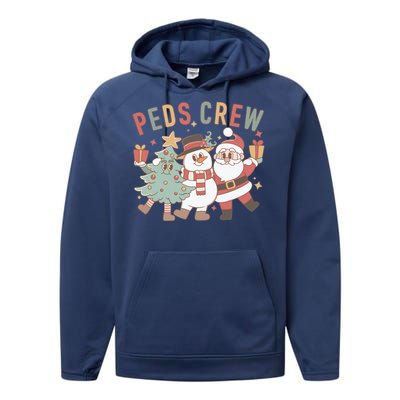 Retro Peds Crew Christmas Pediatric Nurse Nursing Group Gift Performance Fleece Hoodie