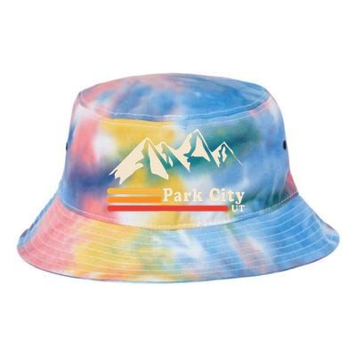 Retro Park City Utah Mountains Ski Tie Dye Newport Bucket Hat