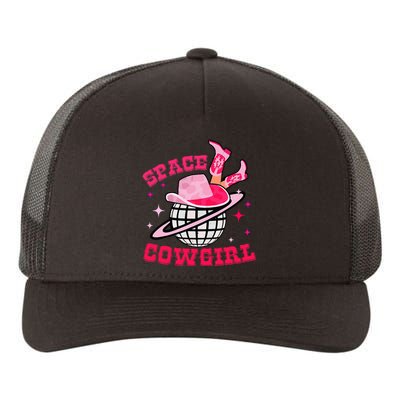 Retro Pink Cowhide Disco Space Cowgirl Western Yupoong Adult 5-Panel Trucker Hat