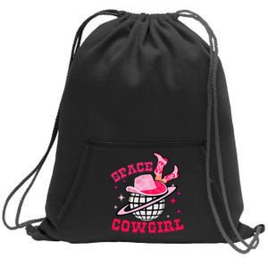 Retro Pink Cowhide Disco Space Cowgirl Western Sweatshirt Cinch Pack Bag