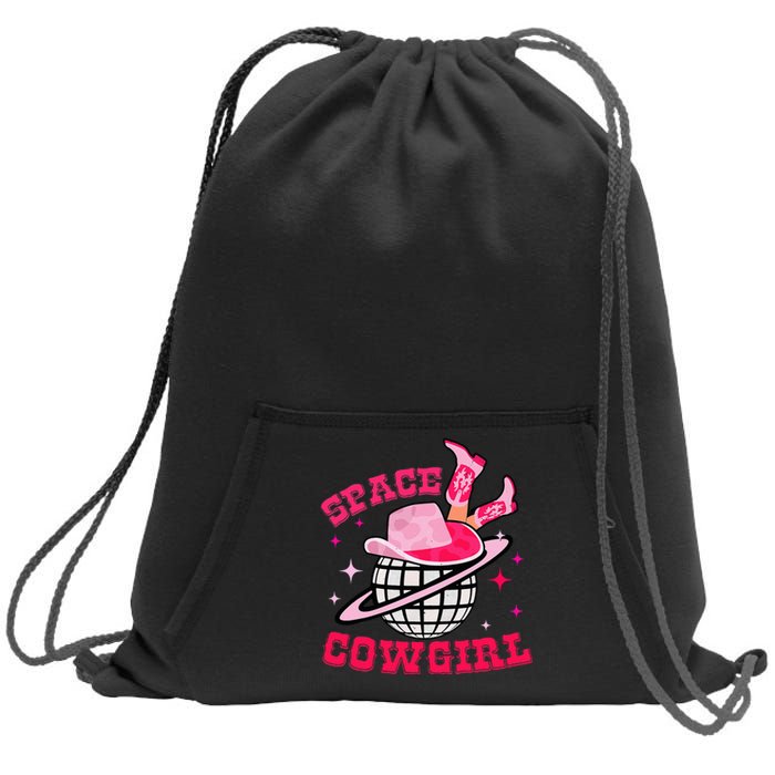 Retro Pink Cowhide Disco Space Cowgirl Western Sweatshirt Cinch Pack Bag