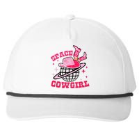 Retro Pink Cowhide Disco Space Cowgirl Western Snapback Five-Panel Rope Hat