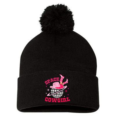 Retro Pink Cowhide Disco Space Cowgirl Western Pom Pom 12in Knit Beanie