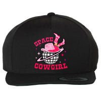 Retro Pink Cowhide Disco Space Cowgirl Western Wool Snapback Cap