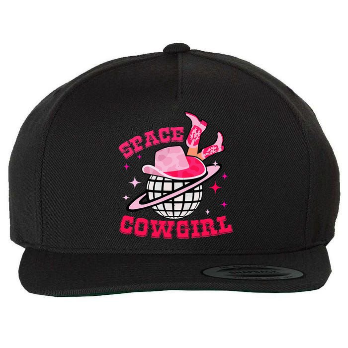 Retro Pink Cowhide Disco Space Cowgirl Western Wool Snapback Cap