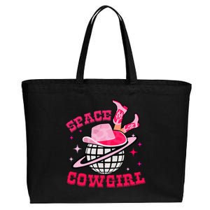 Retro Pink Cowhide Disco Space Cowgirl Western Cotton Canvas Jumbo Tote