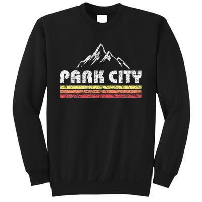 Retro Park City Utah Mountain Faded Bars Ski Sports Sweatshirt