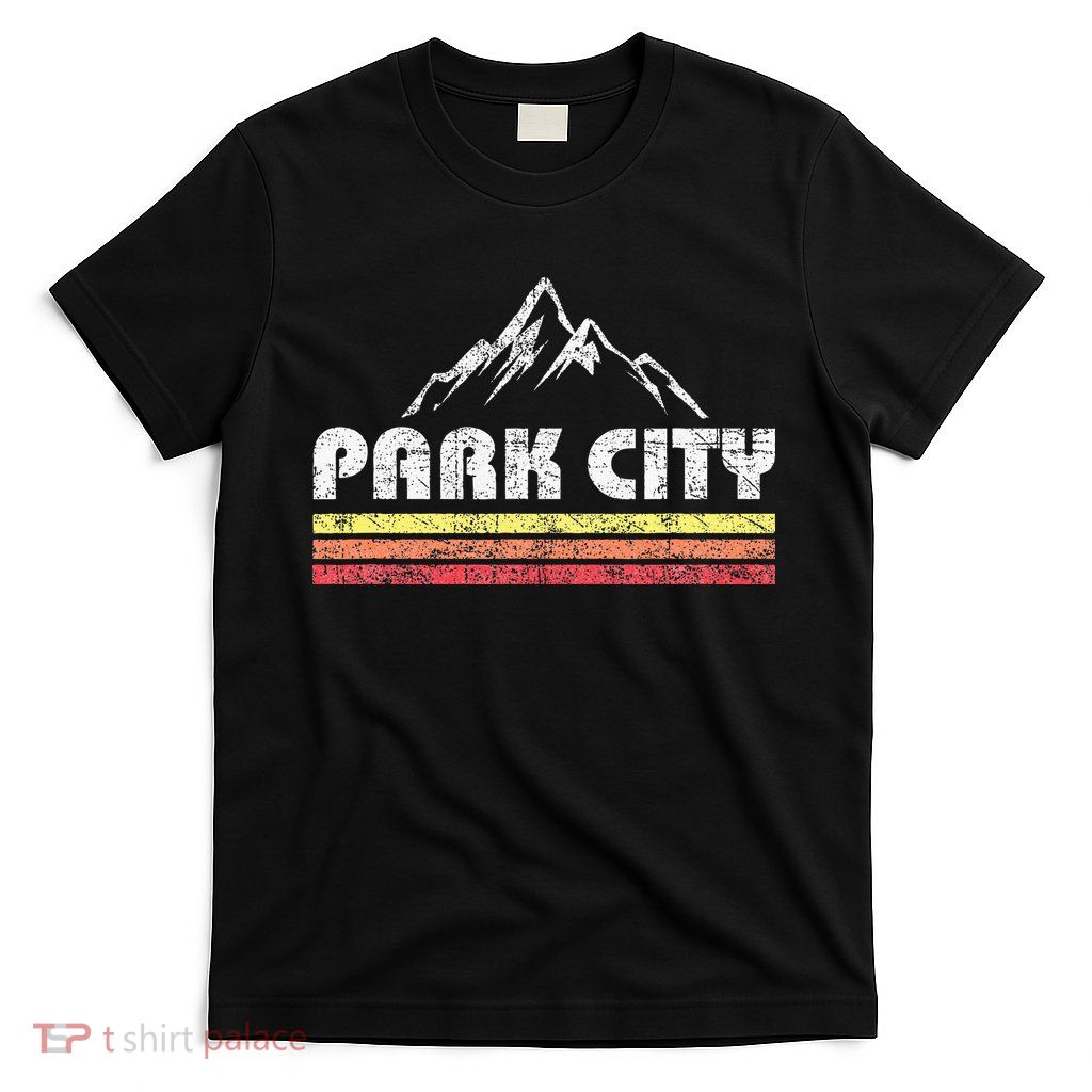 Retro Park City Utah Mountain Faded Bars Ski Sports T-Shirt