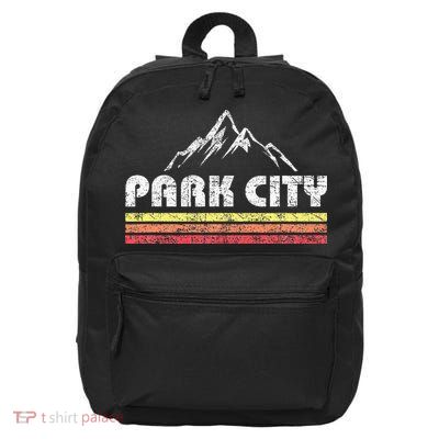 Retro Park City Utah Mountain Faded Bars Ski Sports 16 in Basic Backpack