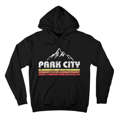 Retro Park City Utah Mountain Faded Bars Ski Sports Tall Hoodie