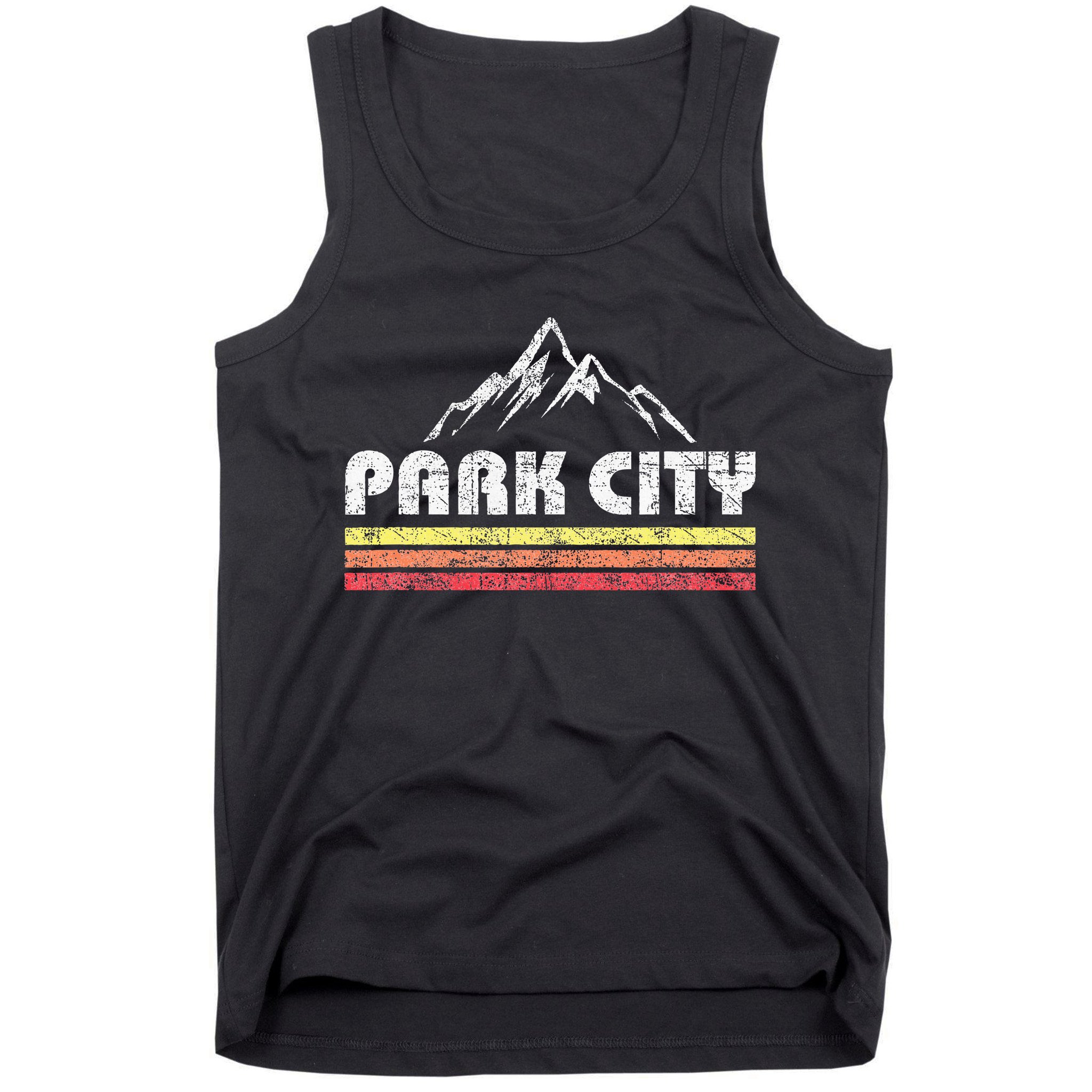 Retro Park City Utah Mountain Faded Bars Ski Sports Tank Top