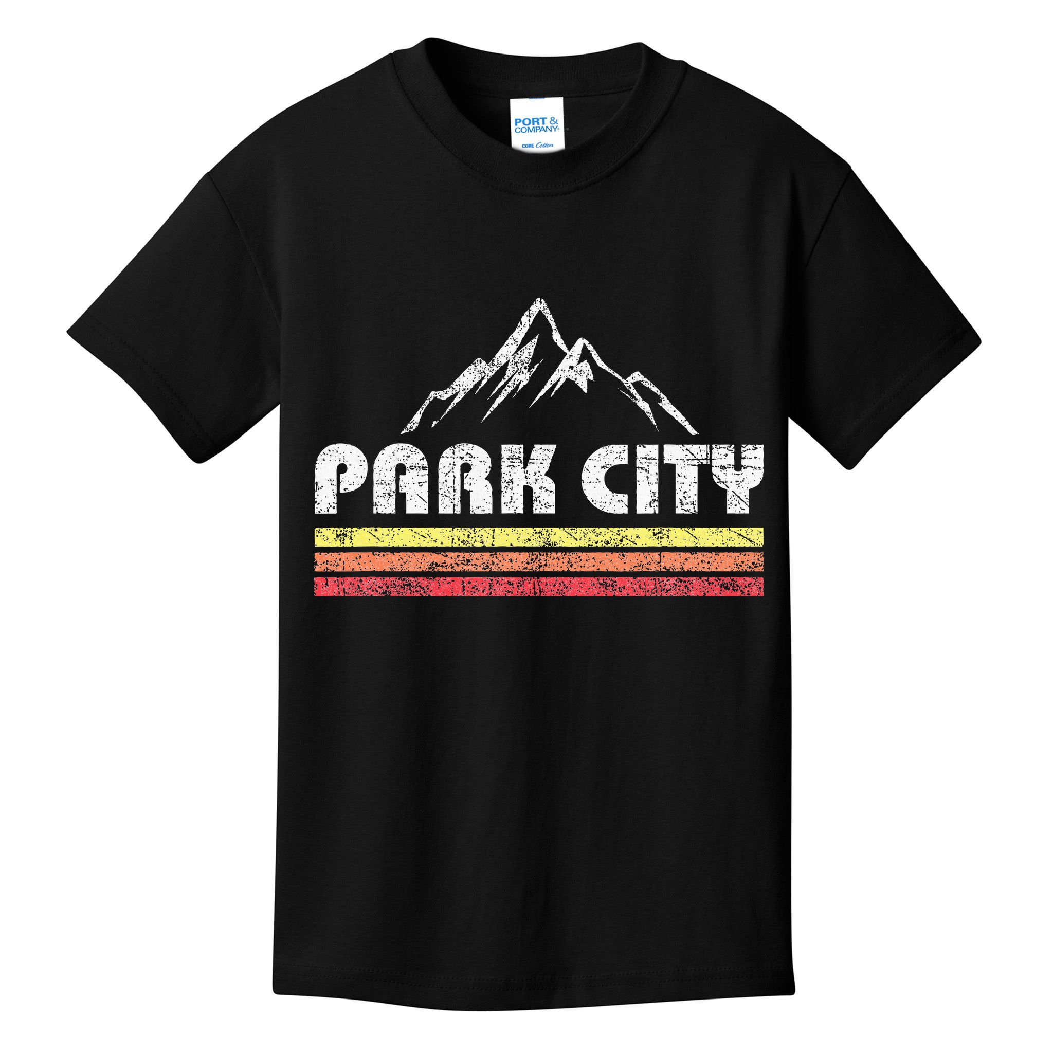 Retro Park City Utah Mountain Faded Bars Ski Sports Kids T-Shirt