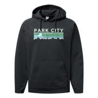 Retro Park City, Utah Distressed Skiing Performance Fleece Hoodie