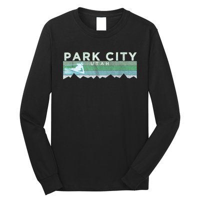 Retro Park City, Utah Distressed Skiing Long Sleeve Shirt