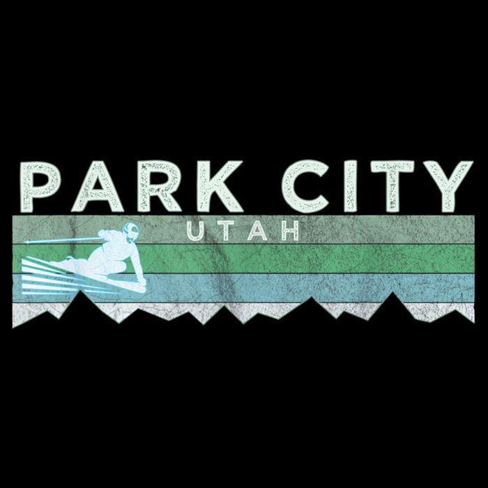 Retro Park City, Utah Distressed Skiing Long Sleeve Shirt
