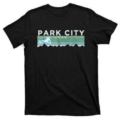 Retro Park City, Utah Distressed Skiing T-Shirt