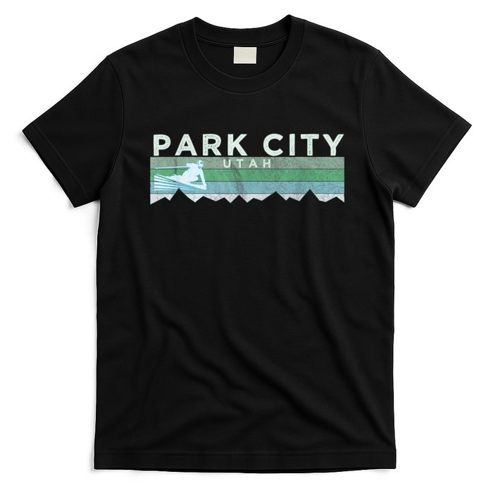 Retro Park City, Utah Distressed Skiing T-Shirt