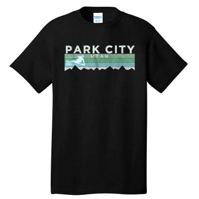 Retro Park City, Utah Distressed Skiing Tall T-Shirt