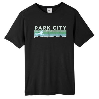 Retro Park City, Utah Distressed Skiing Tall Fusion ChromaSoft Performance T-Shirt