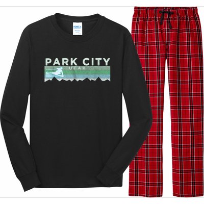 Retro Park City, Utah Distressed Skiing Long Sleeve Pajama Set