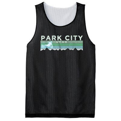 Retro Park City, Utah Distressed Skiing Mesh Reversible Basketball Jersey Tank