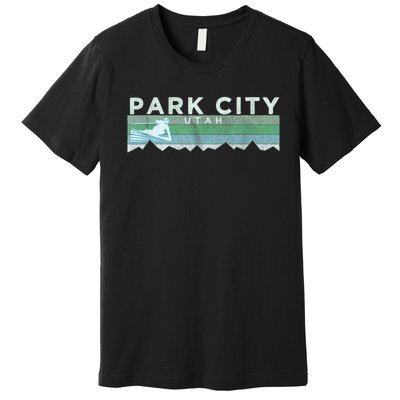 Retro Park City, Utah Distressed Skiing Premium T-Shirt