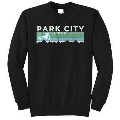 Retro Park City, Utah Distressed Skiing Tall Sweatshirt