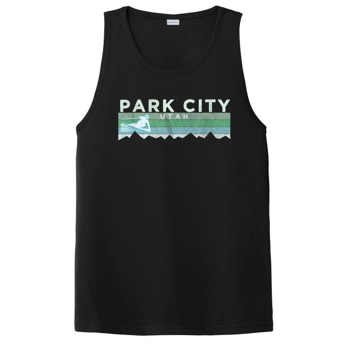 Retro Park City, Utah Distressed Skiing PosiCharge Competitor Tank