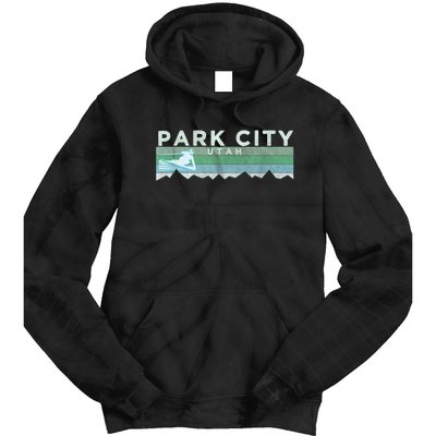 Retro Park City, Utah Distressed Skiing Tie Dye Hoodie