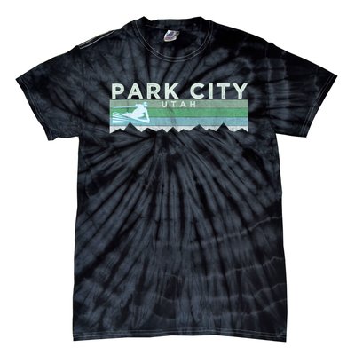 Retro Park City, Utah Distressed Skiing Tie-Dye T-Shirt