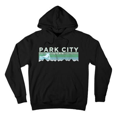 Retro Park City, Utah Distressed Skiing Tall Hoodie