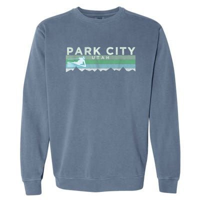 Retro Park City, Utah Distressed Skiing Garment-Dyed Sweatshirt