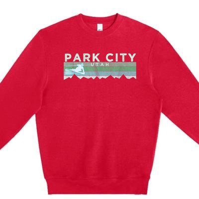 Retro Park City, Utah Distressed Skiing Premium Crewneck Sweatshirt