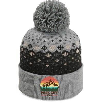 Retro Park City Utah Mountain The Baniff Cuffed Pom Beanie