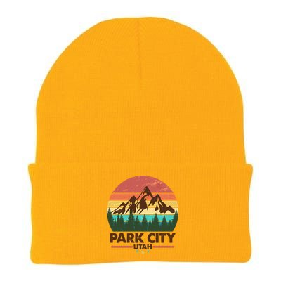 Retro Park City Utah Mountain Knit Cap Winter Beanie