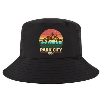 Retro Park City Utah Mountain Cool Comfort Performance Bucket Hat